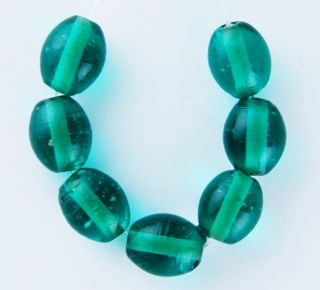 Oval Glass Bead ~ 9x11mm ~ Transparent Teal