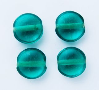 20 x Lentil Glass Beads ~ 15mm ~ Transparent Teal
