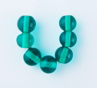50 x Round Glass Beads ~ 8mm ~ Transparent Teal