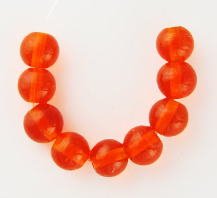 50 x Round Glass Beads ~ 8mm ~ Transparent Orange