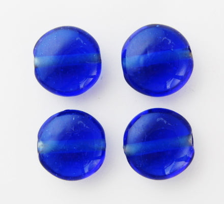 20 x Lentil Glass Beads ~ 15mm ~ Transparent Sapphire
