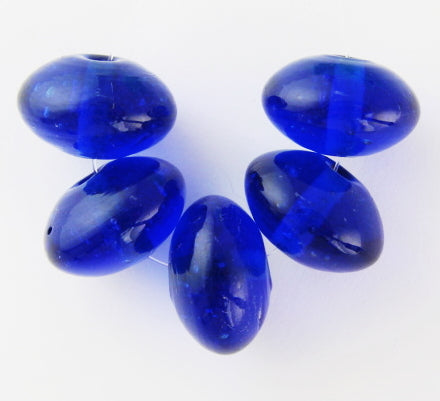 10 x Donut Glass Beads ~ 15x10mm ~ Transparent Sapphire