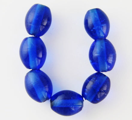 Oval Glass Bead ~ 9x11mm ~ Transparent Sapphire