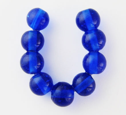 50 x Round Glass Beads ~ 8mm ~ Transparent Sapphire