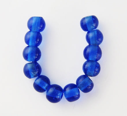 100 x Round Glass Beads ~ 6mm ~ Transparent Sapphire