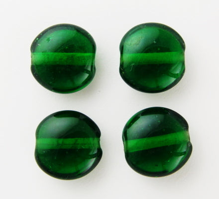 20 x Lentil Glass Beads ~ 15mm ~ Transparent Dark Green