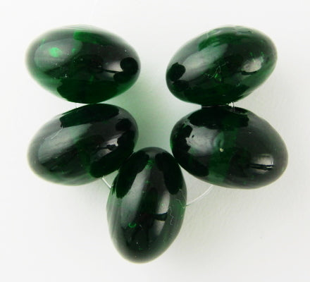 10 x Donut Glass Beads ~ 15x10mm ~ Transparent Dark Green