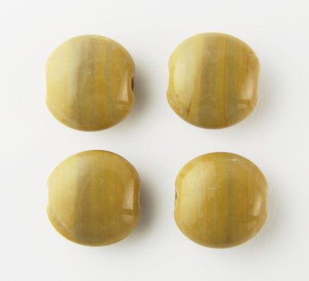 20 x Lentil Glass Beads ~ 15mm ~ Caramel