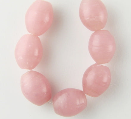 Oval Glass Bead ~ 9x11mm ~ Pink