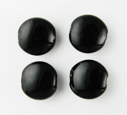 20 x Lentil Glass Beads ~ 15mm ~ Black