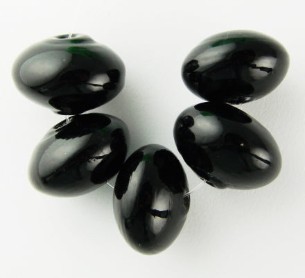 10 x Donut Glass Beads ~ 15x10mm ~ Black