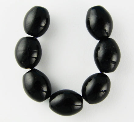 Oval Glass Bead ~ 9x11mm ~ Black