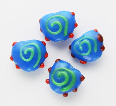 Swirly Heart Bead ~ Cornflower Blue ~ Bag of 10