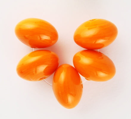 10 x Donut Glass Beads ~ 15x10mm ~ Bright Orange