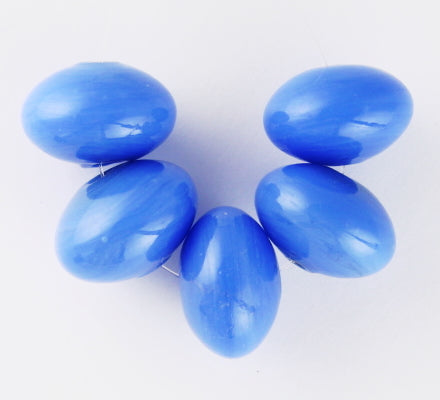 10 x Donut Glass Beads ~ 15x10mm ~ Cornflower Blue