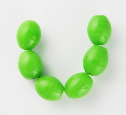 Oval Glass Bead ~ 9x11mm ~ Bright Green
