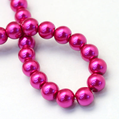 1 Strand of 3mm Round Glass Pearl Beads ~ Fuchsia ~ approx. 190 beads