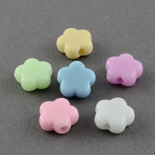 50 x Acrylic Flower Beads ~ 9x9mm ~ Mixed Colours