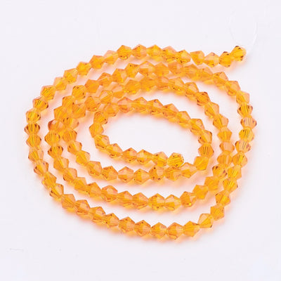 4mm Glass Bicones ~ approx. 90 Beads / String ~ Orange