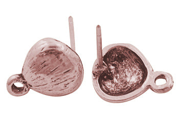 Antique Copper Ear Studs ~ 1 Pair - 10x13mm