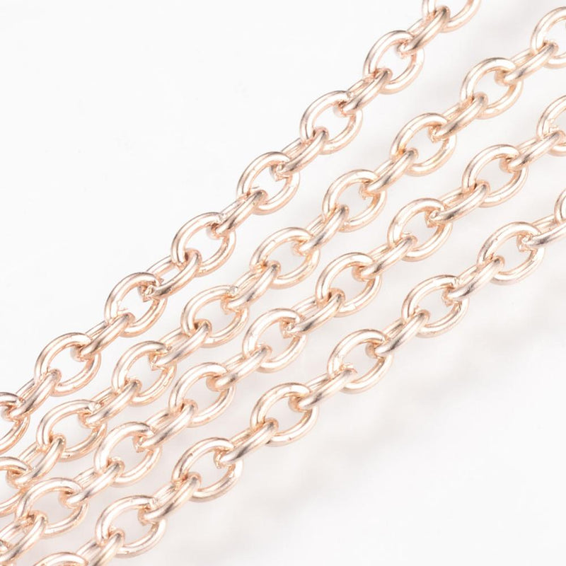 1 Metre of Rose Gold Plated Chain ~ 3 x 2mm
