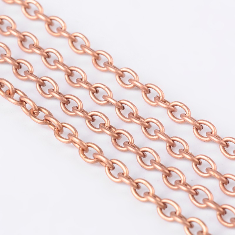1 Metre of Antique Copper Plated Chain ~ 3 x 2mm