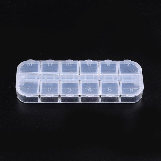 Plastic Bead Container ~ 13cm x 5cm ~ 12 Compartments