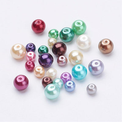 4mm and 6mm Round Glass Pearls Mix ~ Mixed Colours ~ approx. 100 beads