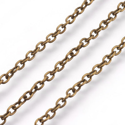 1 Metre of Antique Bronze Plated Chain ~ 3 x 2mm