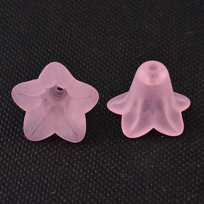 20 x Pink Lily Frosted Acrylic Bead Caps ~ 14x10mm