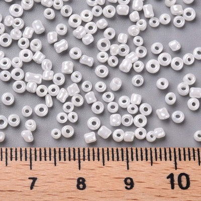 2mm Seed Beads ~ 20g ~ Lustred White