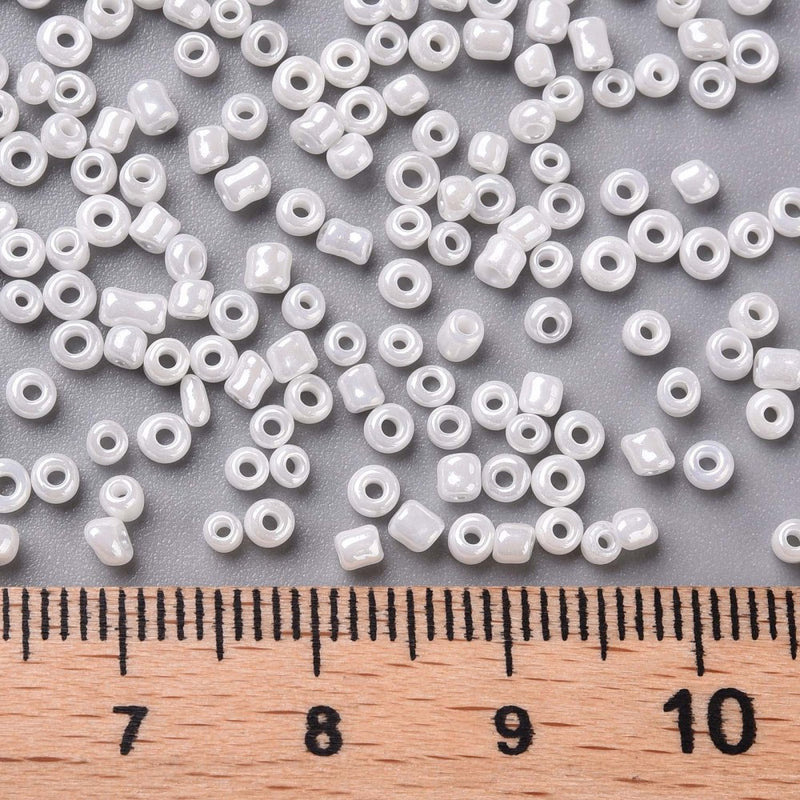 2mm Seed Beads ~ 20g ~ Lustred White