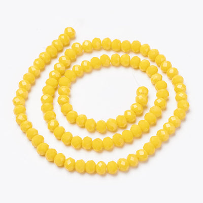 1 Strand of 4x3mm Faceted Glass Rondelle Beads ~ Opaque Yellow ~ approx. 127 beads