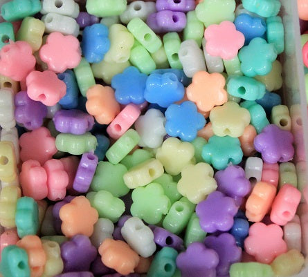 50 x Acrylic Flower Beads ~ 9x9mm ~ Mixed Colours