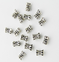 25 Silver Metal Fluted Bow Beads ~ 6mm