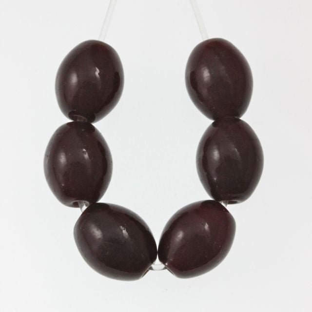 Oval Glass Bead ~ 9x11mm ~ Garnet-Dark Reddish Brown