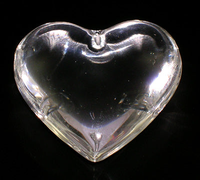 Large Glass Heart Pendant ~ Clear White ~ 44mm