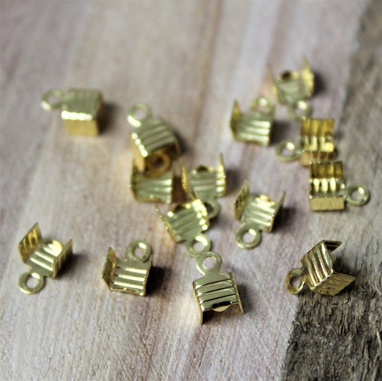 20 Gold PLate Folding Cord Ends ~ 5x5mm