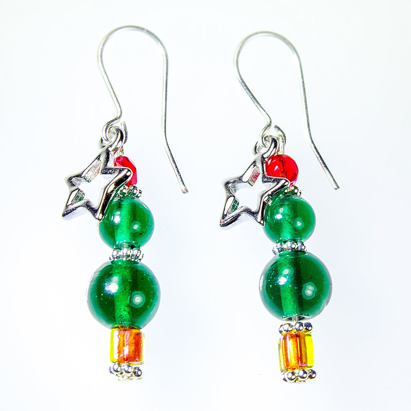 Xmas Earring Kit ~ Abstract Christmas Tree ~ Glass Beads
