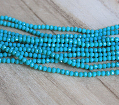 3.5x3mm Faceted Glass Rondelle Beads ~ Opaque Turquoise ~ 115 beads/strand