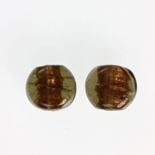 20 x Gold Foil Plain Coloured Glass Beads ~ 10mm Lentil ~ Brown
