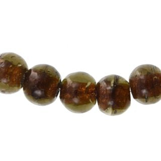20 x Gold Foil Plain Coloured Glass Beads ~ 8mm Round ~ Brown