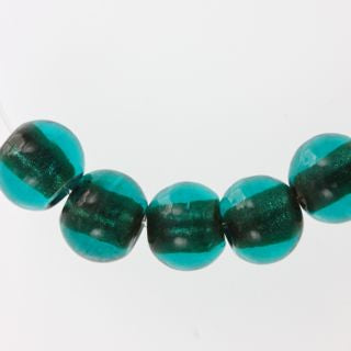 20 x Gold Foil Plain Coloured Glass Beads ~ 8mm Round ~ Teal