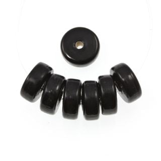 20 x Washer Glass Beads 12mm ~ Black