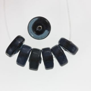 20 x Washer Glass Beads 12mm ~ Transparent Black