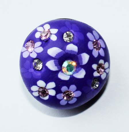 FANCY Purple Polymer Clay Snap Button with Rhinestones ~ 18mm