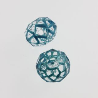 10 x Facet-Net Glass Beads ~ Faceted Donut ~ Metallic Blue
