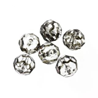 10 x Facet-Net Glass Beads ~ 8mm Faceted Round ~ Black