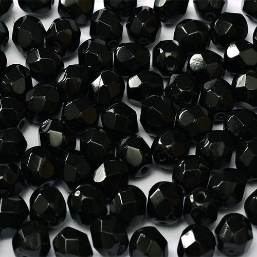 50 X Czech Glass Firepolished Beads 3mm ~ Jet