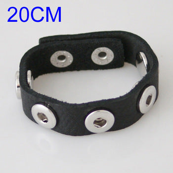 Real Leather Snap Bracelet ~ Black ~ Fits MINI Snap Buttons